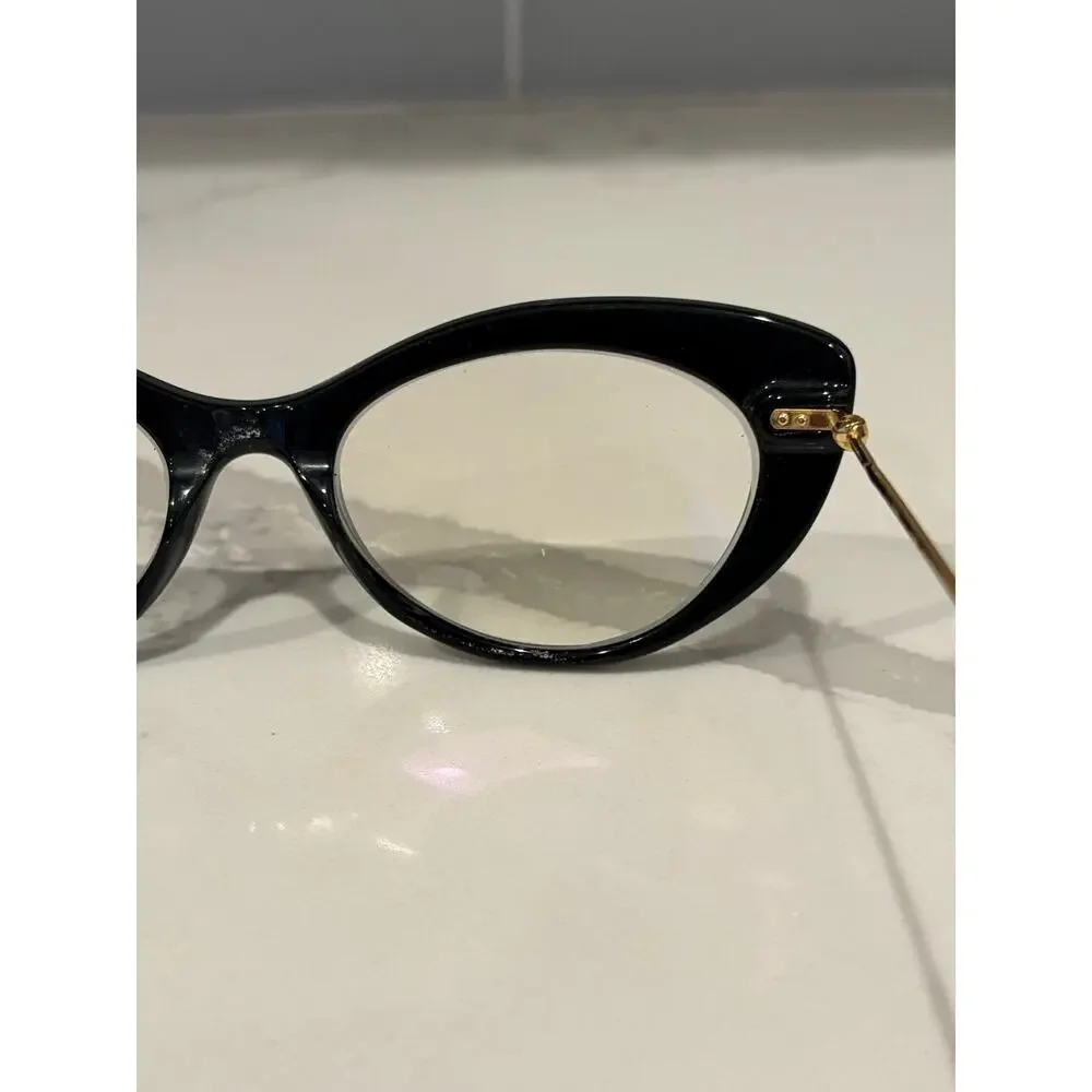 illesteva Beth Black Cat Eye‎ Gold Frame Glasses Made in Italy EUC